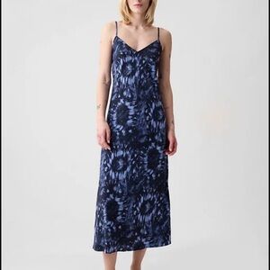GAP - BLUE HUES TIE DYE SLIP DRESS MIDI SUMMER PULL-OVER DRESS - SZ S